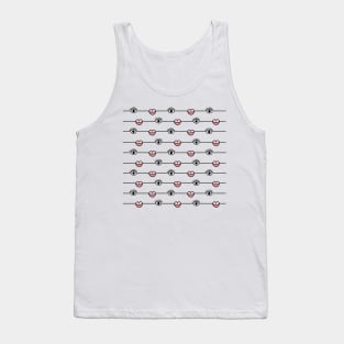 Funky Graphic Lips and Eyes Pattern Black, Pink, White Tank Top